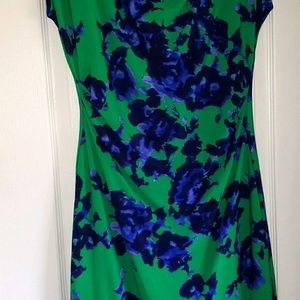 Green & Blue Floral Print Dress